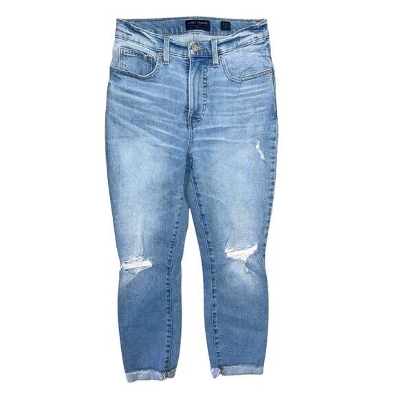 Blue Distressed Skinny Ankle Jeans Women Lucky Brand 4 / 27 Mid Rise - Picture 1 of 5
